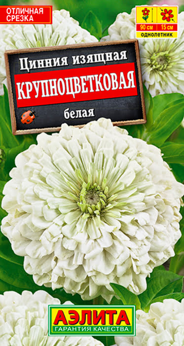 Цинния Крупноцветковая Белая (0,3г) - семена Аэлита
