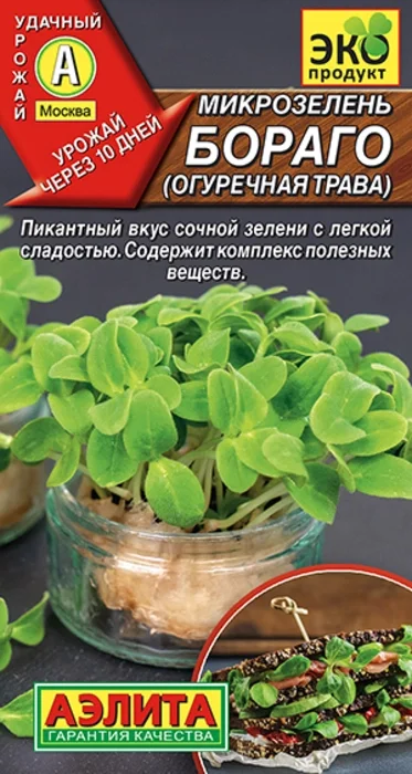 Микрозелень Бораго, Огуречная Трава (3г) - семена Аэлита